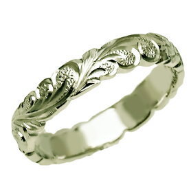 ハワイアンジュエリー リング 指輪 オーダーメイド しっかりした1.75mm厚 幅4mm 14K ゴールド グリーンゴールド バレルリング ハワイ製 手彫りリング メンズ レディース 結婚指輪 マリッジリング ウェディングリング 2号-28号