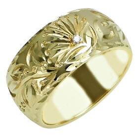 ハワイアンジュエリー リング 指輪 オーダーメイド お手軽な1.25mm厚 幅10mm 14K ゴールド グリーンゴールド バレルリング ハワイ製 手彫りリング メンズ レディース 結婚指輪 マリッジリング ウェディングリング 2号-28号