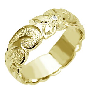 ハワイアンジュエリー リング 指輪 オーダーメイド しっかりした1.75mm厚 幅6mm 14K ゴールド グリーンゴールド バレルリング ハワイ製 手彫りリング メンズ レディース 結婚指輪 マリッジリン
