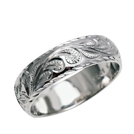 ハワイアンジュエリー リング 指輪 オーダーメイド 1.5mm厚 幅6mm プラチナ950 バレルスクロールリング ハワイ製 手彫りリング メンズ レディース 結婚指輪 ウェディングリング マリッジリング 0号-26号