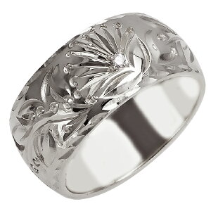 ハワイアンジュエリー リング 指輪 オーダーメイド 重厚な立体感2mm厚 幅10mm 14K ゴールド ホワイトゴールド バレルリング ハワイ製 手彫りリング メンズ レディース 結婚指輪 マリッジリング