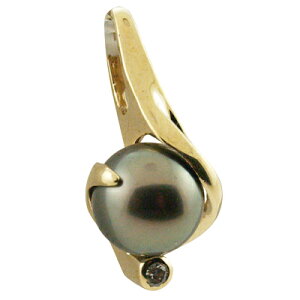 ハワイアンジュエリー ネックレス ペンダントトップ 14k ゴールドタヒチアンパール 黒真珠 ランクAAA 14kデザインブラックパールトップ メンズ レディース ゴールド