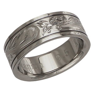 ハワイアンジュエリー リング チタンリング スクロール メンズ レディース 指輪 刻印 8mm幅 フラット スムースエッジリング 11号-23号