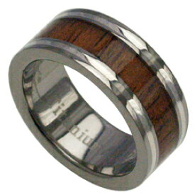 ハワイアンジュエリー リング コアウッド チタンリング メンズ レディース 指輪 刻印 alamea 8mm シルバーライン ハワイアンコア 7号-23.5号