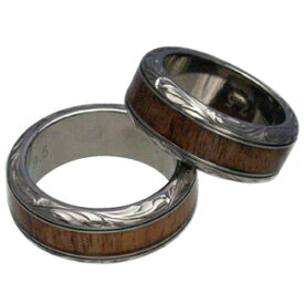 ハワイアンジュエリー リング ペアリング コアウッド チタンリング メンズ レディース 指輪 刻印 alamea ハワイアンコア 8mm 7号-21号