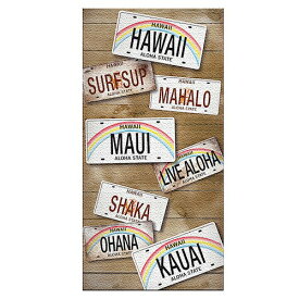 ハワイアン雑貨 ビーチタオル バスタオル　綿100％　ハワイ　ライセンスプレート Hawaii　アロハ　Aloha