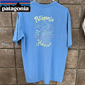 [PATAGONIA/パタゴニア]ハワイ　メンズ　半袖 Tシャツ オーガニックコットン　ブルー　ハレイワ限定　ハワイ直輸入