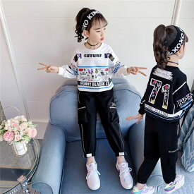 【スーパーSALE 店内10％OFF】子供服 セットアップ キッズ 女の子 長袖 春秋 上下セット トップス パーカー ロングパンツ 子供ジャージ スポーツウェア デニム おしゃれ 可愛い カジュアル