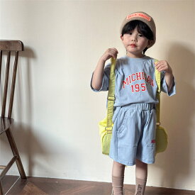 Tシャツ 半袖 キッズ 子供服 セットアップ ベビー 男の子 女の子 子供 子ども こども キッズ服 ユニセックス 綿 コットン 100% カットソー 2点セット 保育園 お出かけ 上下セット おしゃれ 通学着 通園着 新品