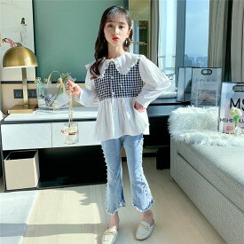 【スーパーSALE 店内10％OFF】子供服 セットアップ キッズ 女の子 長袖 春秋 上下セット トップス パーカー ロングパンツ 子供ジャージ スポーツウェア デニム おしゃれ 可愛い カジュアル