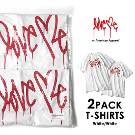 アメリカンアパレル Love me ラブミー 2PACK Tシャツ (White×2) on American Apparel カーティス・クーリグ アメアパ