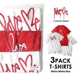 アメアパ Love me ラブミー 3PACK Tシャツ (White×2 Red×1) on American Apparel カーティス・クーリグ アメリカンアパレル 【SPS06】