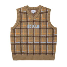 HUF ハフ レディース ベスト [ WKN0059 ] LOGO SWEATER VEST ジャカード チェック Vネック [220830]【SPS06】