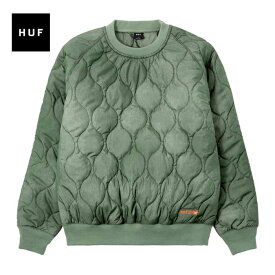 HUF ハフ アウター キルティングプルオーバー FL80070 FRESHIES QUITED CREW MOSS メンズ クルーネック ジャケット 中綿 (231218)