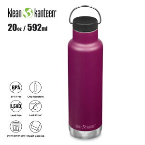 �y�}���\���ő�P28�{�z�y25���ő�P37�{�z�N���[���J���e�B�[�� �N���V�b�N�C���X���[�g 20oz 592ml �X�e�����X�{�g�� �ۉ� �ۗ� �^��f�M �E�H�[�^�[�{�g�� Klean Kanteen Classic Insulated Bottle (260316)