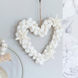 ハワイアン雑貨 小物 置物 オブジェ 飾り リース 壁掛け オーナメント ハート 玄関 ディスプレイ インテリア ハワイ マリン ビーチ 海 シェル 貝殻 ビーズ ヒトデ サーフ おしゃれ かわいい