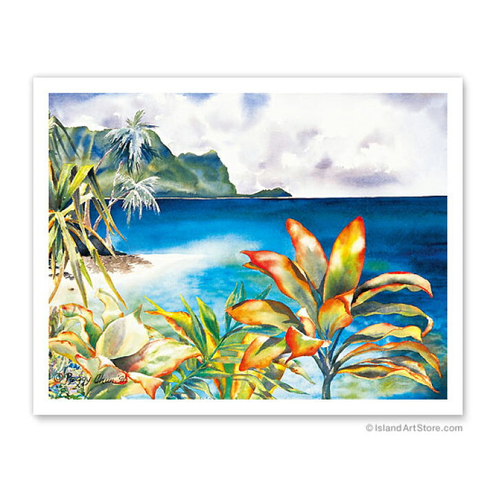 楽天市場 ハワイアン アートプリント ビーチ 海 山 植物 景色 風景haena Ke E Beach Kauai Northshore Hawaii Peggy Chun ハワイアン インテリア アート 絵画 アーティスト Aloha Diaries ハワイセレクトshop