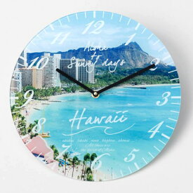 ハワイ 壁掛け時計 掛け時計 ハワイアン インテリア 雑貨 ビーチ マリン 海 オーシャンクロック （WAIKIKI ワイキキ） 風景 景色 写真 おしゃれ 南国 リゾート （アロハカイクロック M） 丸型 円型