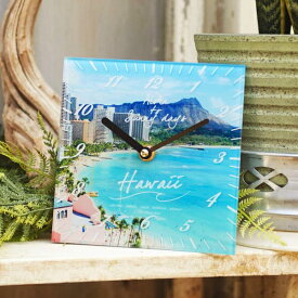 ハワイアン 時計 置き時計 置時計 掛け時計 クロック 海 ビーチ リゾート マリン ハワイアン雑貨 ハワイ インテリア 風景 景色 写真 おしゃれ 南国 （ワイキキ WAIKIKI）（アロハカイ S） ギフト プレゼント