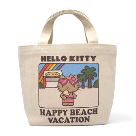 キティ バッグ コラボ 日焼け ミニ ランチバッグ トートバッグ 小物入れ ハローキティ キティちゃん グッズ 大人 子供 レディース アイボリー 南国 ビーチ HAPPY BEACH VACATION ハワイアン 雑貨 小物 ファッション ギフト プレゼント サンリオ