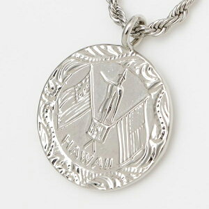 ネックレス コイン ハワイアンジュエリー調 ゴールド シルバー 丸型 円型 コイン型 サークル ハワイアン ファッション アクセサリー 小物 メンズ レディース ユニセックス (ハワイコイン)