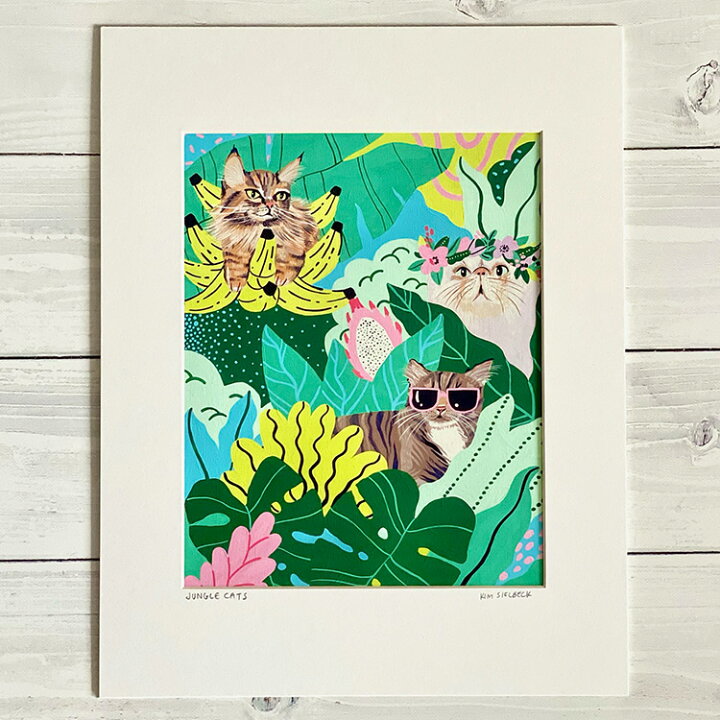 楽天市場 Kim Sielbeck キム シエルベック アート 絵画 ハワイ Jungle Cats ハワイアン インテリア プリント アーティスト 絵 作品 壁掛け プレゼント おしゃれ かわいい 猫 ネコ 植物 ボタニカル 葉 モンステラ Aloha Diaries ハワイ セレクトshop