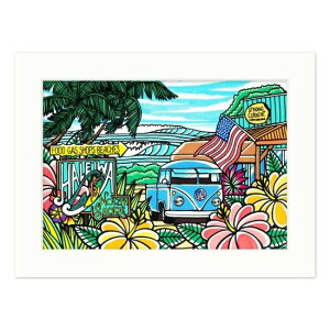 ハワイ アート 絵画 壁掛け TAMO(タモ)ハワイアン インテリア アーティスト 海 ビーチ リゾート 絵 作品 アートプリント ポスター (Haleiwa Town) ハレイワ ノースショア 波 サーフィン サー