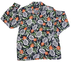 アロハシャツ 長袖 メンズ 大きいサイズ KONABAY HAWAII コナベイ ハワイ KBL015 ネイビー 紺 パイナップル ハワイアン ブランド ヴィンテージレプリカ 高級 人気 おしゃれ プレゼント ギフト 誕生日 お祝 結婚式 父の日 クリスマス 旅行 イベント 衣装 レーヨン 送料無料