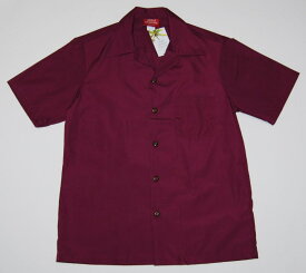 アロハシャツ/メンズ/半袖/大きいサイズ/AKIMI DESIGNS HAWAII(アキミ デザインズ ハワイ）/COL019/ボルドーワイン（エンジ色）/無地/柄無し/クールビズ/夏服/USサイズ/制服/おしゃれ/プレゼント/人気/コットン35％ポリ65％/開襟（オープンカラー）/送料無料