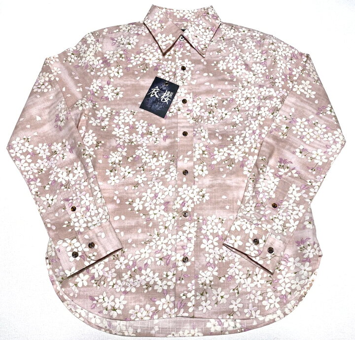 アロハシャツ メンズ 長袖 大きいサイズ 衣櫻 衣桜 KZL004 ピンク 桃色 pink 桜柄 フラワー柄 お花見 花吹雪 着物 和柄 おしゃれ 人気 プレゼント ギフト イベント 衣装 レディース ブランド 高級 誕生日 お祝 母の日 父の日 旅行 クリスマス 送料無料