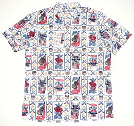 アロハシャツ メンズ 半袖 大きいサイズ レインスプーナー REYNSPOONER RS665 ホワイト・白 SUM COMMEMORA TIVE2024 ハワイ ブランド 高級 プレゼント コットン55%・ポリエステル45% 裏生地仕様 フルオープン 送料無料