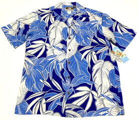 アロハシャツ メンズ 大きいサイズ RJC アールジェイシー RJC152 ブルー 青色 リーフ柄 ハワイアン人気 おしゃれ プレゼント ギフト お祝 誕生日 父の日 結婚式 パーティー 旅行 柄シャツ ブランド レーヨン100％ 開襟 送料無料