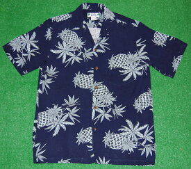 アロハシャツ メンズ 大きいサイズ 半袖 TWO PALMS ツーパームス TWO028 ネイビー 紺色 パイナップル パイン ハワイ諸島 ブランド プレゼント ギフト 人気 おしゃれ イベント 誕生日 お祝 結婚式 旅行 リゾート 柄シャツ レーヨン100％ 開襟 オープンカラー 送料無料