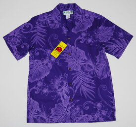 アロハシャツ TWO PALMS（ツーパームス） TWO047 半袖 メンズ パープル（紫） USサイズ プレゼント ハワイアン ブランド 結婚式 コットン100％ 開襟 送料無料