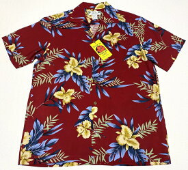 アロハシャツ メンズ 大きいサイズ 半袖 TWO PALMS ツーパームス TWO083 えんじ色 オーキッド 蘭 フラワー柄 ブランド プレゼント ギフト 人気 おしゃれ 父の日 母の日 還暦 イベント 誕生日 お祝 結婚式 旅行 リゾート 柄シャツ レーヨン100％ 開襟 オープンカラー 送料無料