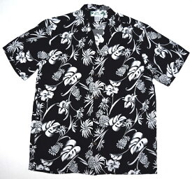 アロハシャツ メンズ 半袖 大きいサイズ TWO PALMS トゥーパームス TWO109 ブラック 黒 洋柄 花柄 ハワイ ブランド おしゃれ プレゼント 開襟 レーヨン100% 送料無料