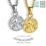 【2個セット】 ハワイアンジュエリー ペアネックレス サージカルステンレス つけっぱなし コイン プチ 金…