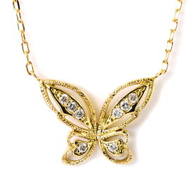 k18ネックレス ゴールドネックレス 蝶 ハワイアンジュエリー アクセサリー レディース 18金 K18 ゴールド エルフィン バタフライ ダイヤモンド 0.06ct ペンダント イエローゴールド 華奢 きれいめ 大人可愛い おしゃれ 女性 ane1173