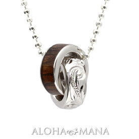 【数量限定】ハワイアンジュエリー ネックレス アクセサリー レディース 女性 メンズ 男性 ロジウムプレート シルバー 925 コアウッド スクロール ペンダント チェーン付き 送料無料 リゾート ファッション アクセサリー 人気 手作り 普段使い bpd1497