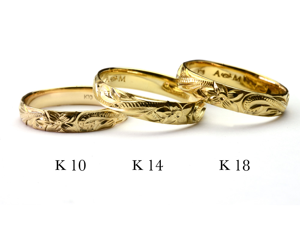 ハワイアンジュエリー リング ring 10金 k10リング k10 リング 指輪 レディース 女性 メンズ 男性 ペアリングにオススメ  ゴールドリング イエローゴールド ピンクゴールド K10ゴールド(10金) arig0043wg | アロハマナ