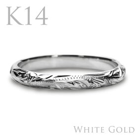 ハワイアンジュエリー K14 14金 ホワイト ゴールド リング 指輪 結婚指輪 ピンキーリング 華奢 女性 男性 メンズ レディース 送料無料
