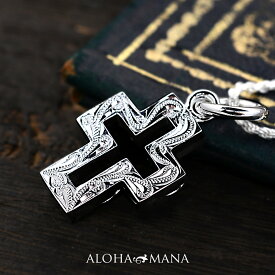 【ポイント5倍】【数量限定】ハワイアンジュエリー シルバー Silver ネックレス ペンダント スクエア クロス 十字架 カットロープチェーン付属 40cm 45cm 50cm bpd1560