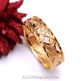 ハワイアンジュエリー リング 指輪 アクセサリー レディース 女性 メンズ 男性 K14ゴールド ピンクゴールド リング 指輪 Princess 透かし柄 送料無料 ビーチ リゾート ファッション アクセサリー ambrig09crpg