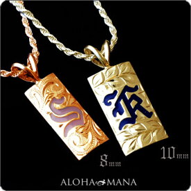 ネックレス ハワイアンジュエリー アクセサリー レディース メンズ 14金 [Weliana] オーダーメイド バレル エナメルイニシャル・ペンダント トップ 幅8mm または 10mm K14ゴールド プレゼント ギフト cpd1129