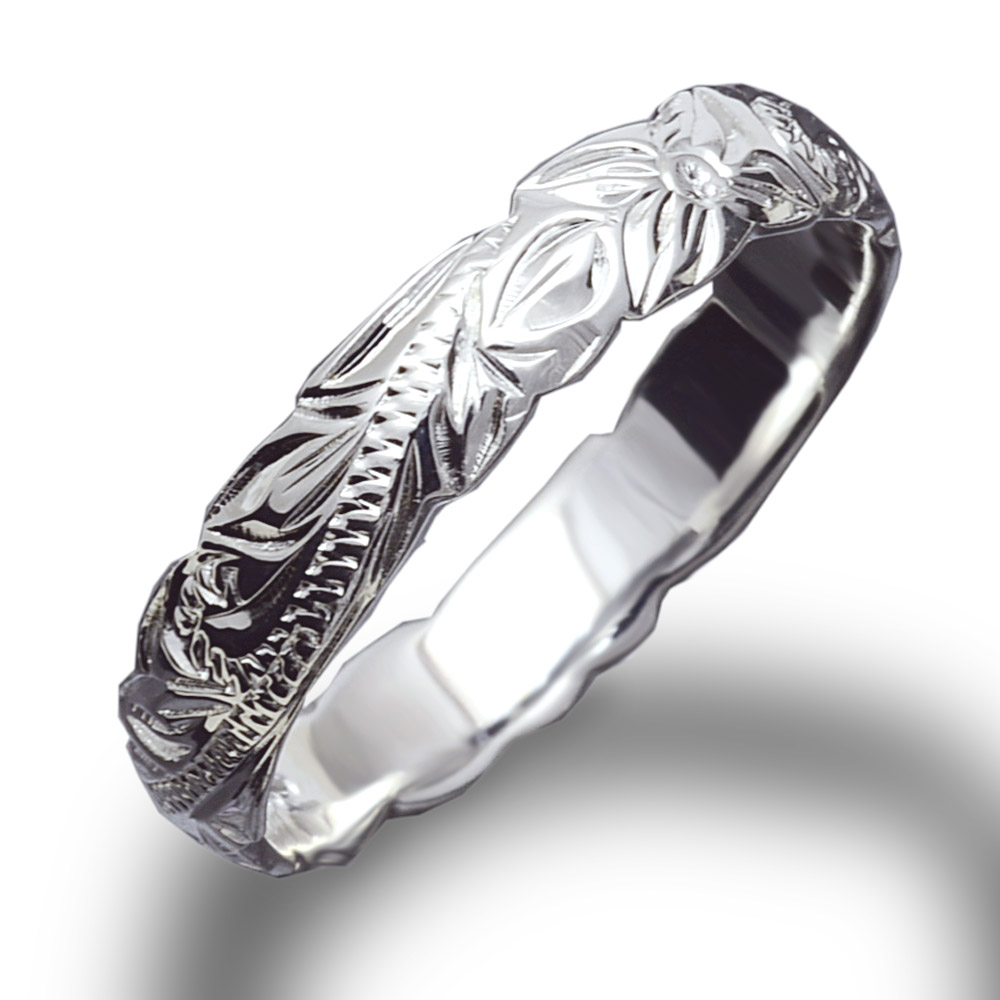 ハワイアンジュエリー リング ring 指輪 レディース 女性 メンズ 男性 ペアリングにオススメ 大切な人の幸せ願うお守りの波模様スクロールデザイン  カットアウトシルバー 925リング fri1461sv | アロハマナ