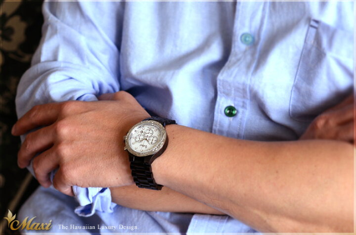 楽天市場 ハワイアンジュエリー 腕時計 レディース 女性 メンズ 男性 アクセサリー Maxi マキシ クロノグラフ ユニセックス ステンレス ウォッチ Mwz13 プレゼント ギフト アロハマナ