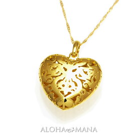 ハワイアンジュエリー ネックレス ゴールドネックレス k18ネックレス (Weliana) k18イエローゴールドハートのレリーフ ペンダントヘッド (付属チェーンなし) gold necklace