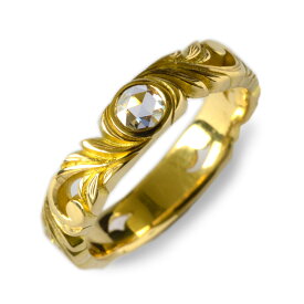 ハワイアンジュエリー リング ダイヤモンド 0.11ct 指輪 レディース 女性 K18 k18 18金 ゴールドイエロー カットアウト ローズカット ダイヤモンド リング プレゼント ギフト 贈り物 地金リング wri1362