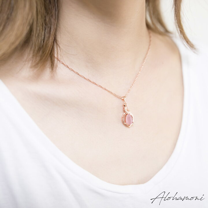 楽天市場】ピンクオパール ネックレス キュービックジルコニア CZ 