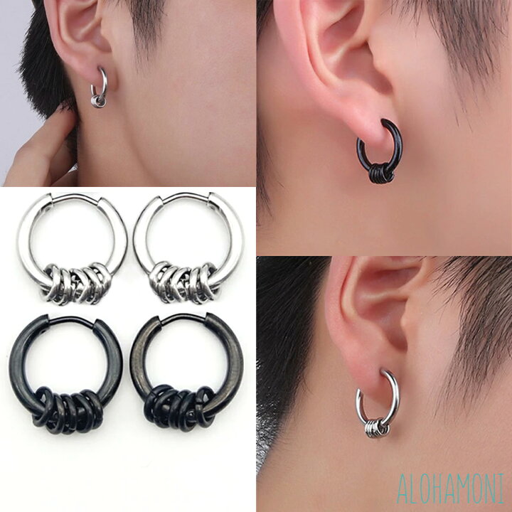 12mm フープピアス　シルバー　ステンレス　メンズレディース 2個セット　韓国